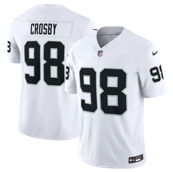 Las Vegas Raiders #98 Maxx Crosby White 2023 F.U.S.E Vapor Untouchable Stitched Football Jersey